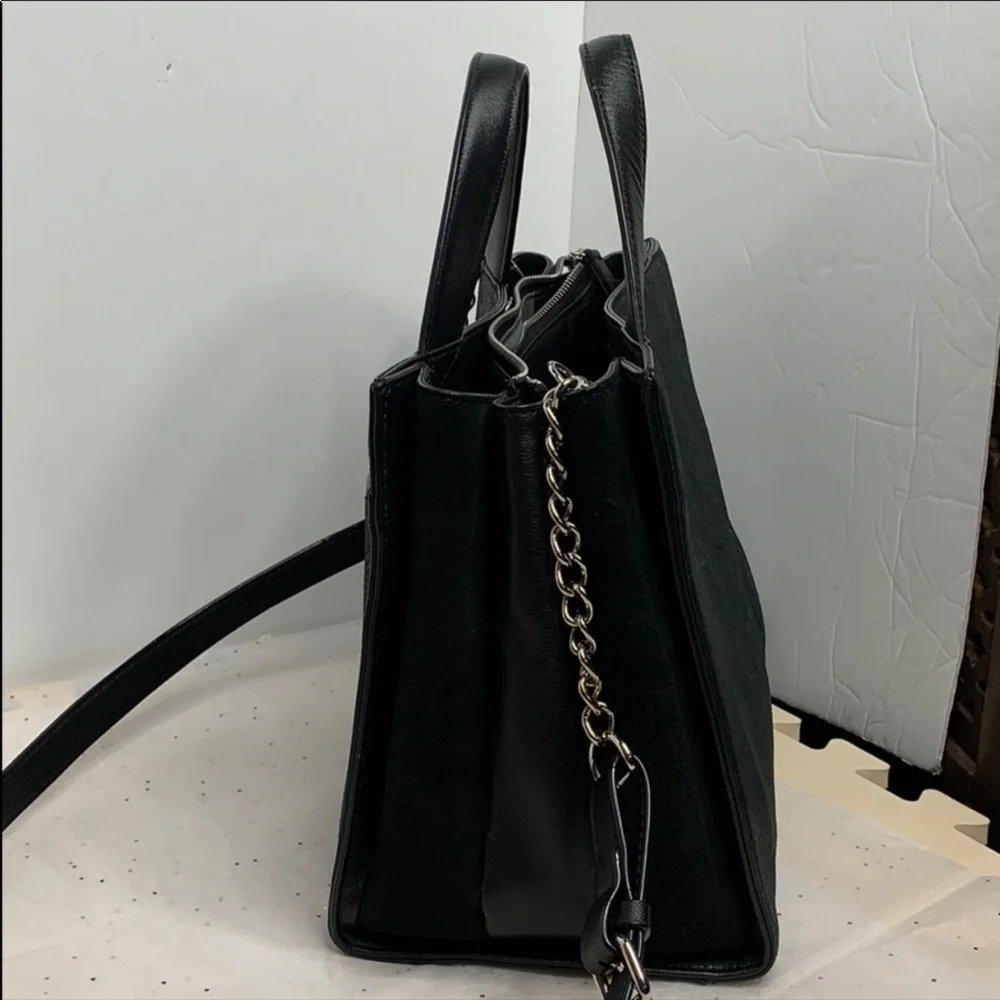 Treasure & Bond Accordion  Black Leather Satchel